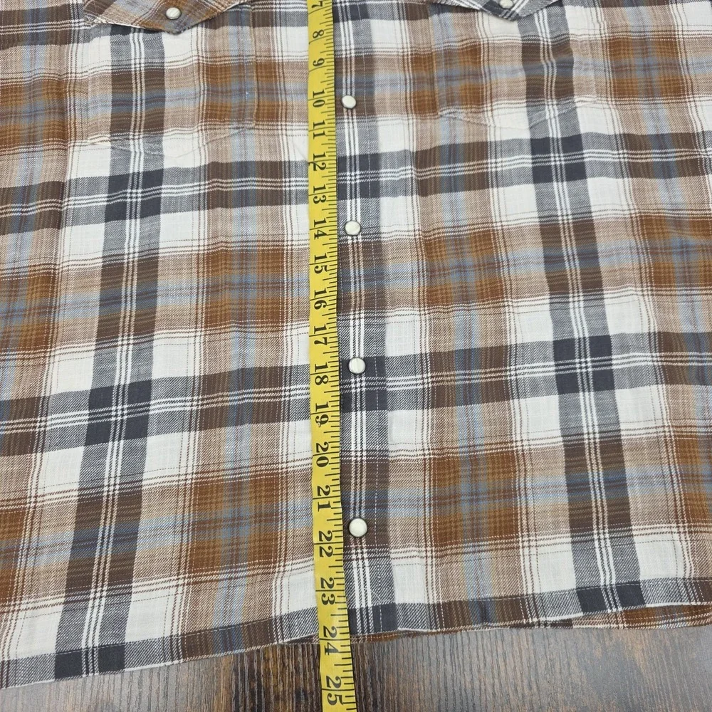 Blake Shelton Lands End Mens 3XL‎ Flannel Shirt Pearl Snap Western Long Sleeve